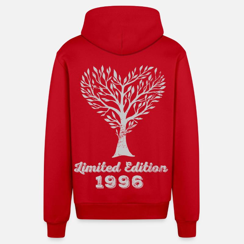 Millésime 1996 - Veste à capuche bio décontractée fabriquée en UE - rouge