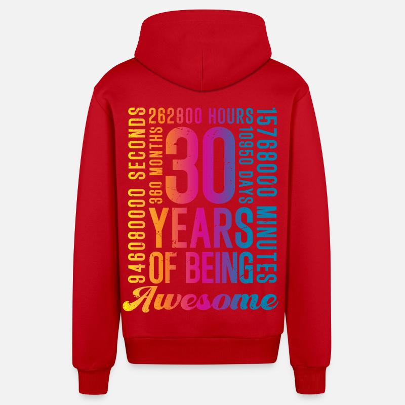 30 ans d’anniversaire - Veste à capuche bio décontractée fabriquée en UE - rouge