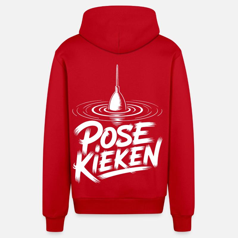 Angler Pose Design - Organic Relaxed Kapuzenjacke Made in EU - Rot