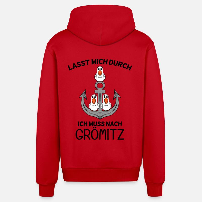 Grömitz Ostsee Spruch Geschenk - Organic Relaxed Kapuzenjacke Made in EU - Rot