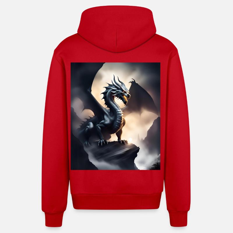 dragon de l’ombre sombre - Veste à capuche bio décontractée fabriquée en UE - rouge