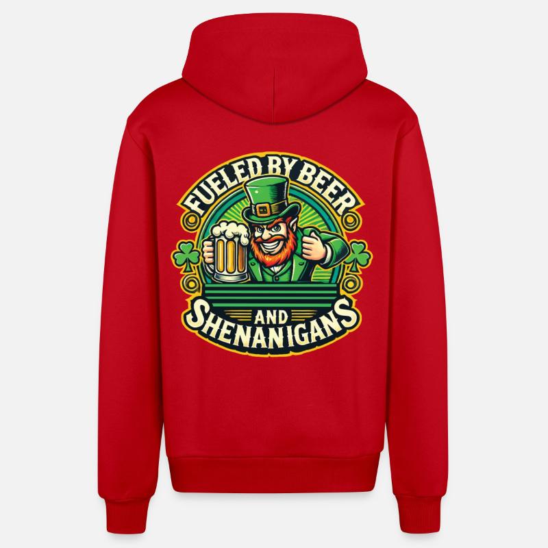 Saint-Patrick : Bière et farce - Veste à capuche bio décontractée fabriquée en UE - rouge
