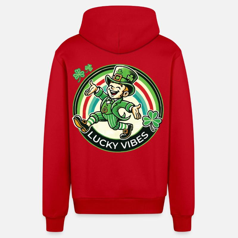 Joyeuses vibrations de la Saint-Patrick - Veste à capuche bio décontractée fabriquée en UE - rouge