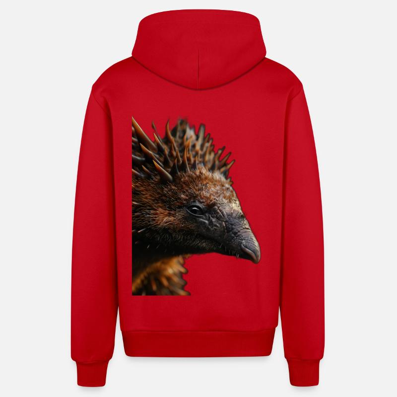 Échidné - Veste à capuche bio décontractée fabriquée en UE - rouge