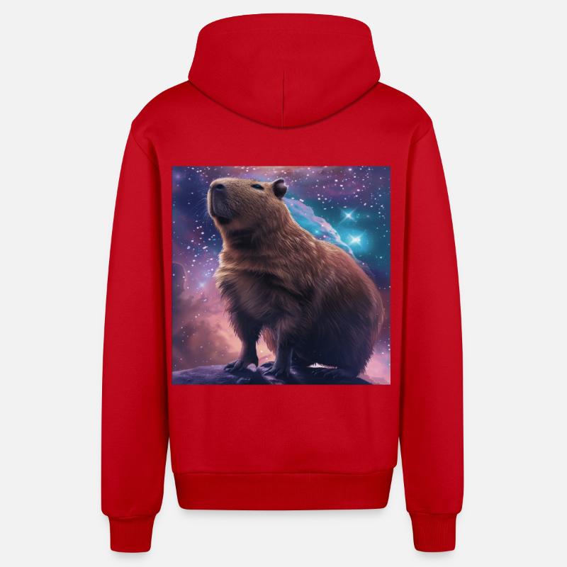 Capybara - Veste à capuche bio décontractée fabriquée en UE - rouge