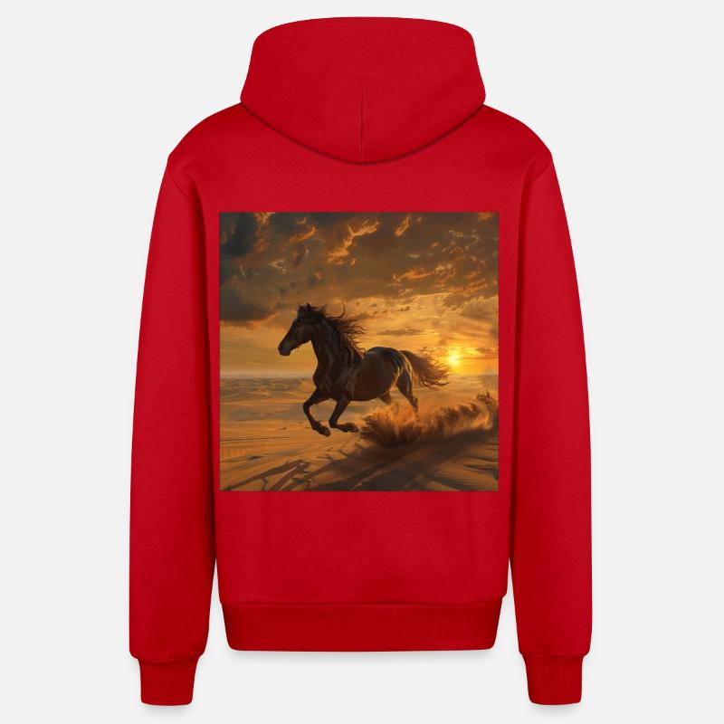 Cheval - Veste à capuche bio décontractée fabriquée en UE - rouge