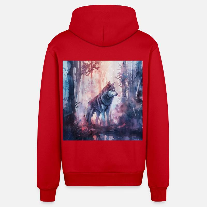 Chien - Veste à capuche bio décontractée fabriquée en UE - rouge