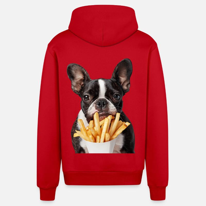 Boston Terrier - Veste à capuche bio décontractée fabriquée en UE - rouge