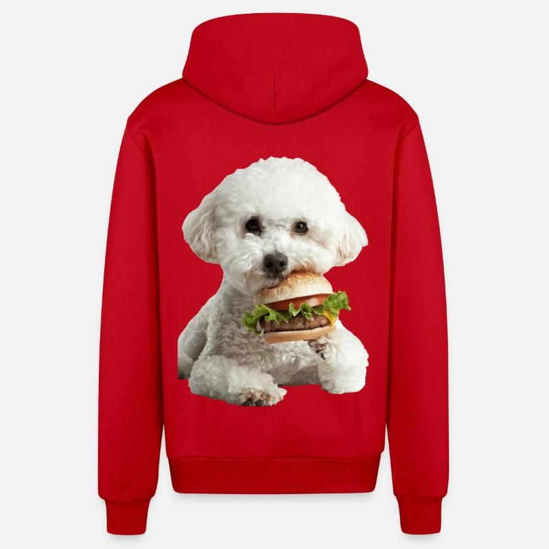 Bichon Frisé - Veste à capuche bio décontractée fabriquée en UE - rouge