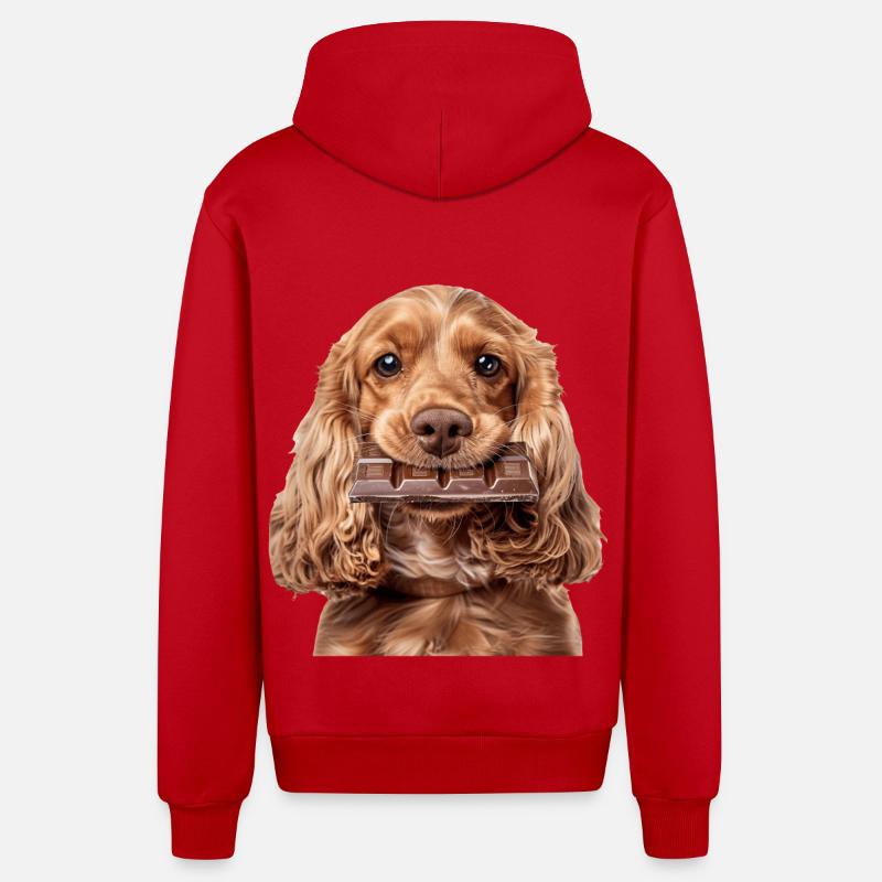 Cocker Spaniel - Veste à capuche bio décontractée fabriquée en UE - rouge