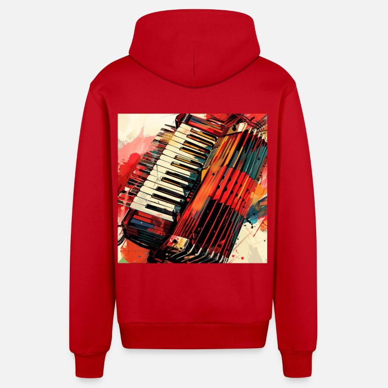 Accordéon - Veste à capuche bio décontractée fabriquée en UE - rouge