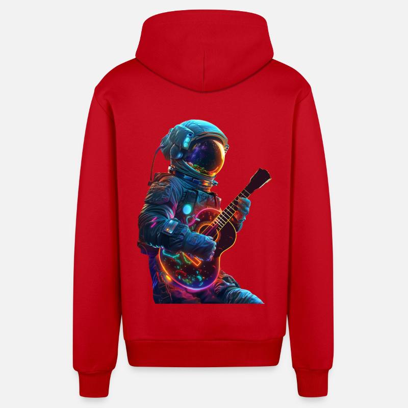 Ukulélé astronaute - Veste à capuche bio décontractée fabriquée en UE - rouge
