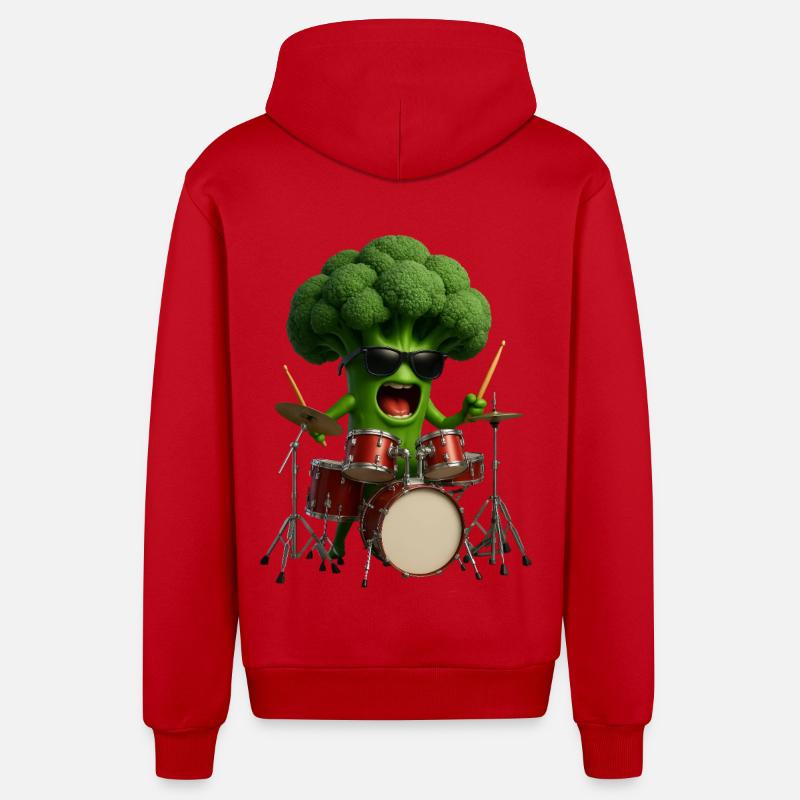 Fûts de brocoli - Veste à capuche bio décontractée fabriquée en UE - rouge