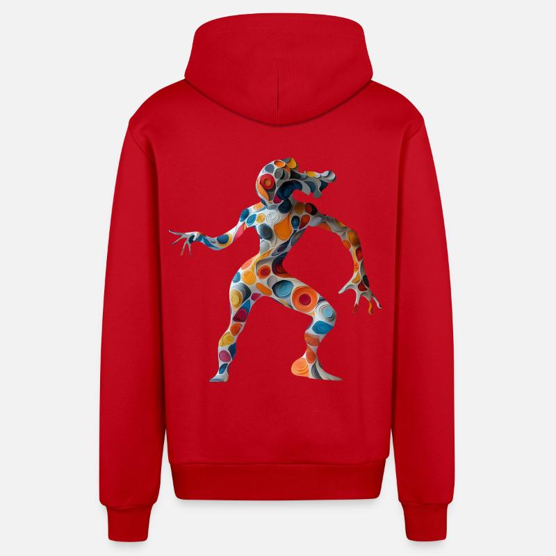 Dancing Alien - Abstract Artwork - Organic Relaxed Kapuzenjacke Made in EU - Rot