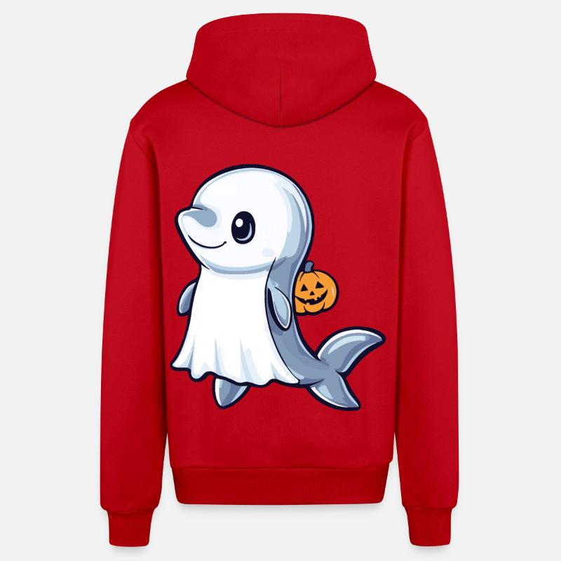 Delfin Halloween Comic Geist - Organic Relaxed Kapuzenjacke Made in EU - Rot