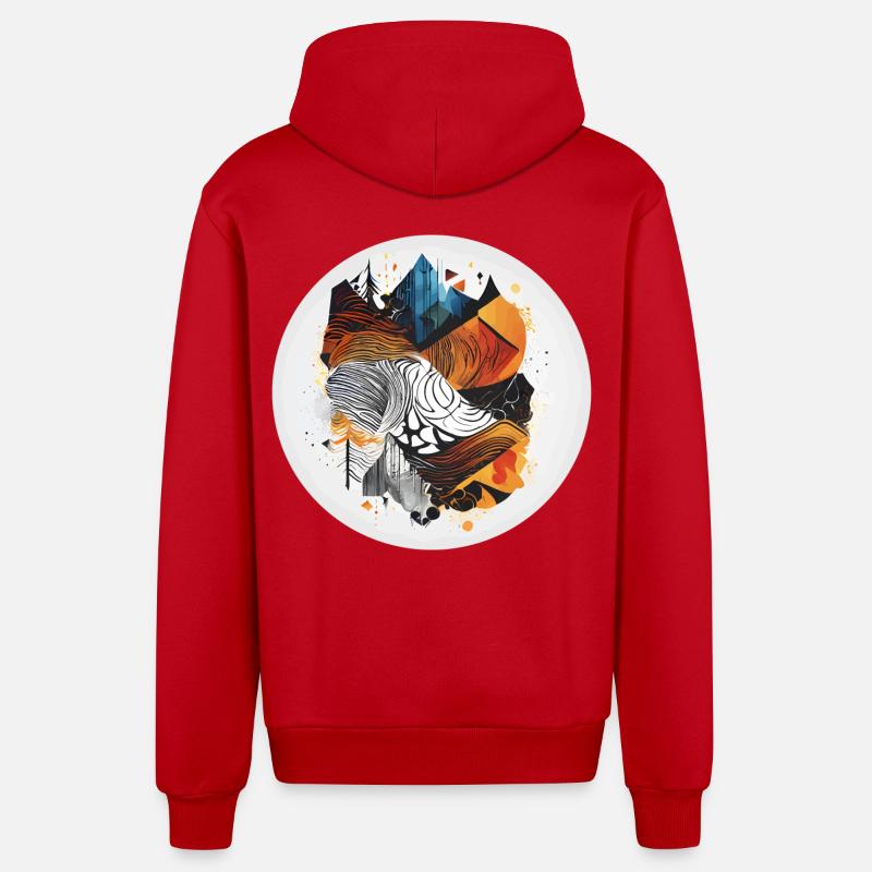 Renard à l’état sauvage - Veste à capuche bio décontractée fabriquée en UE - rouge