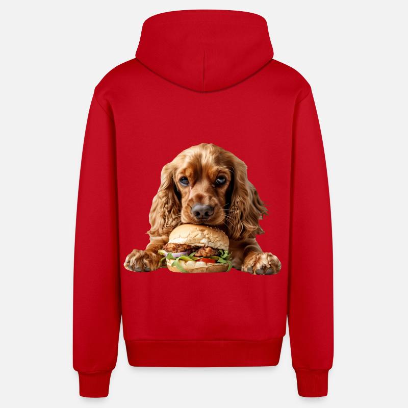 Cocker Spaniel - Veste à capuche bio décontractée fabriquée en UE - rouge