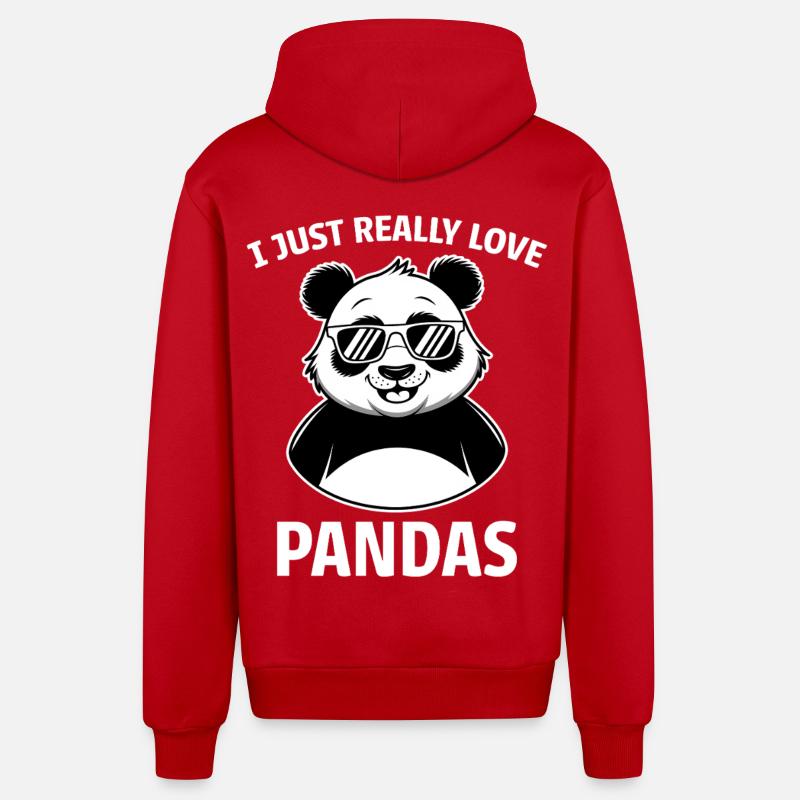 Panda Disant Pandas Drôle Panda Cadeau - Veste à capuche bio décontractée fabriquée en UE - rouge