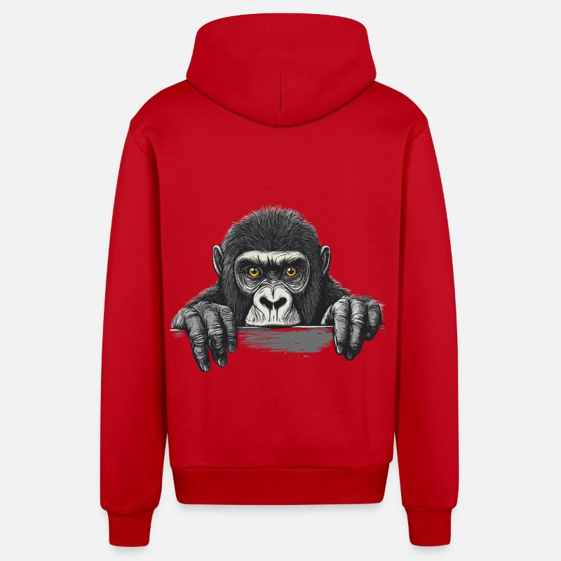 Gorilla - Organic Relaxed Kapuzenjacke Made in EU - Rot
