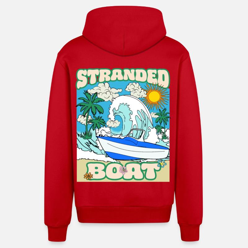 Bateau échoué - Veste à capuche bio décontractée fabriquée en UE - rouge