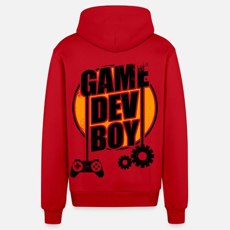 Game Dev Boy - Organic Relaxed Hooded Jacket Made in EU - red