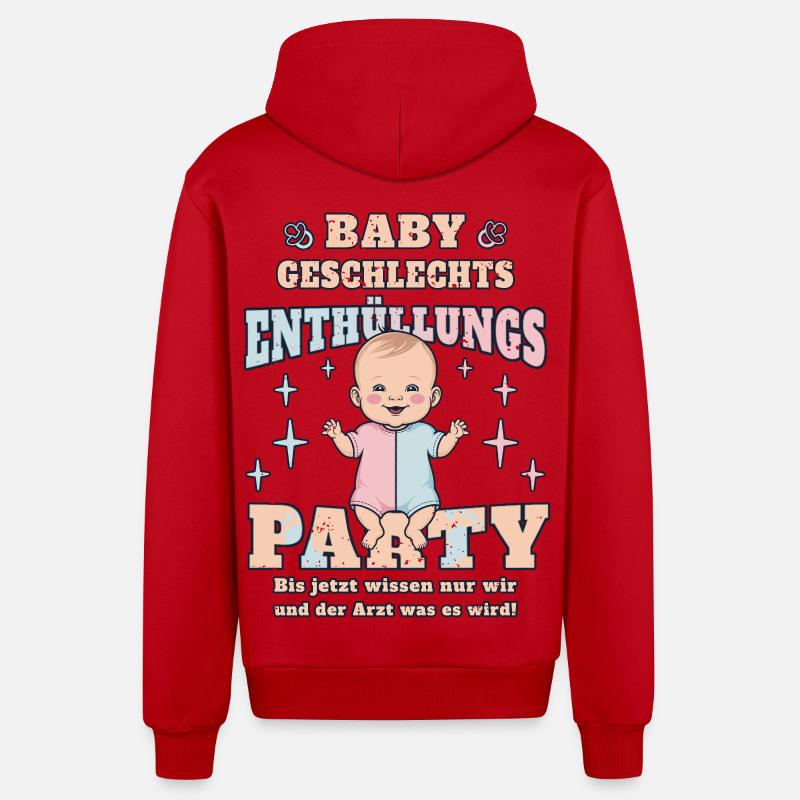 Fête de révélation de bébé - Veste à capuche bio décontractée fabriquée en UE - rouge