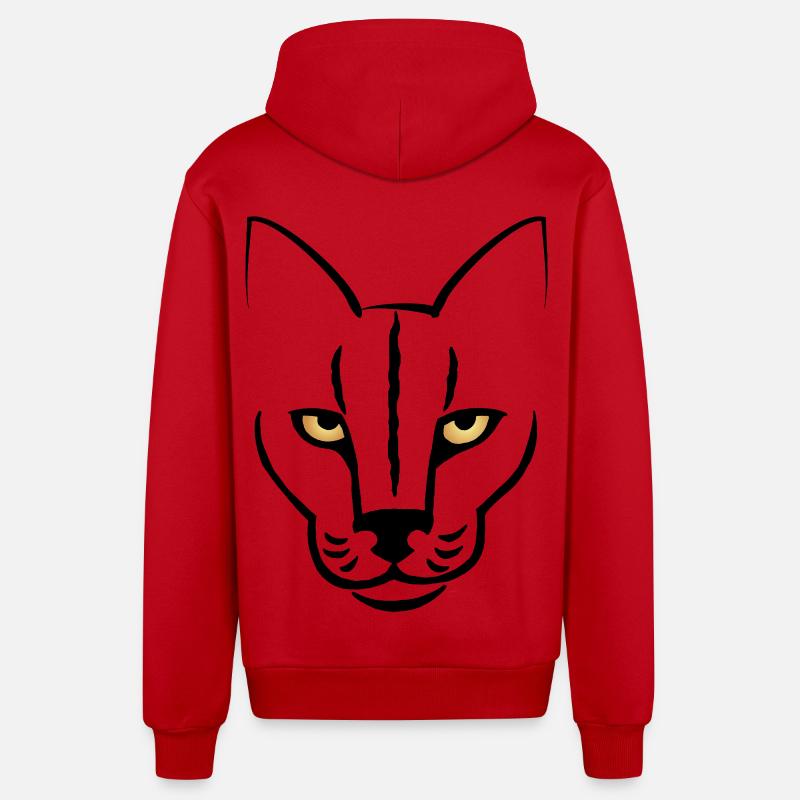 Le regard du chat - Veste à capuche bio décontractée fabriquée en UE - rouge