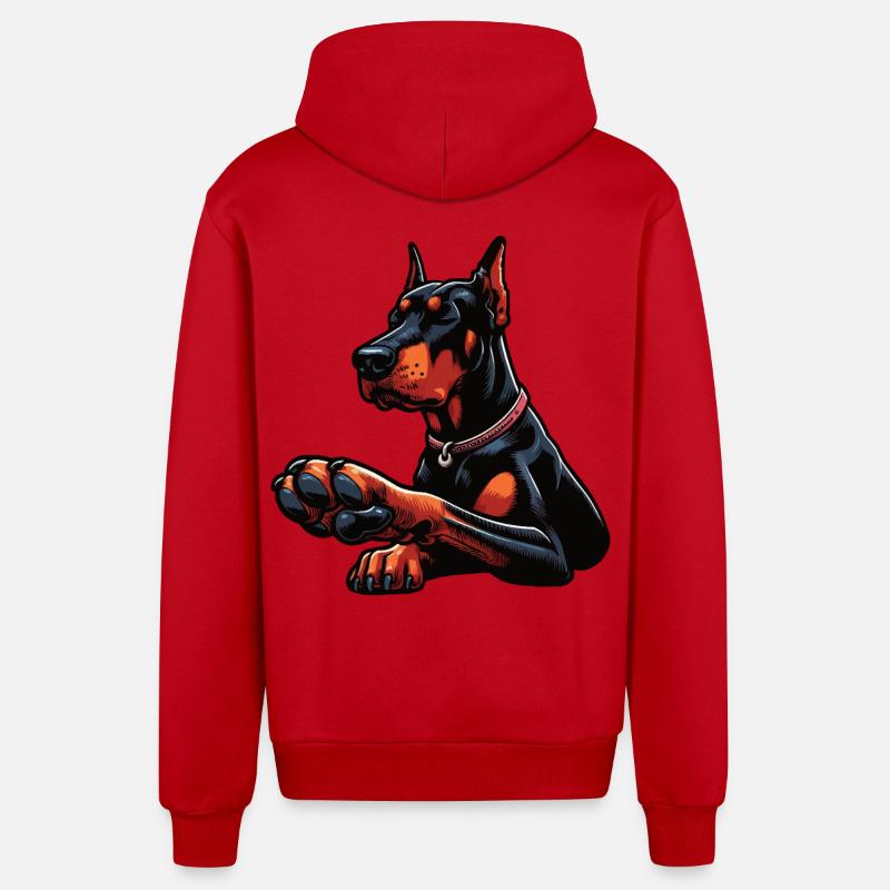 Doberman Doberman Propriétaire Doberman Lovers - Veste à capuche bio décontractée fabriquée en UE - rouge