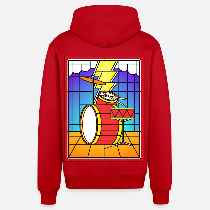 Vitrail Drum Set - Veste à capuche bio décontractée fabriquée en UE - rouge