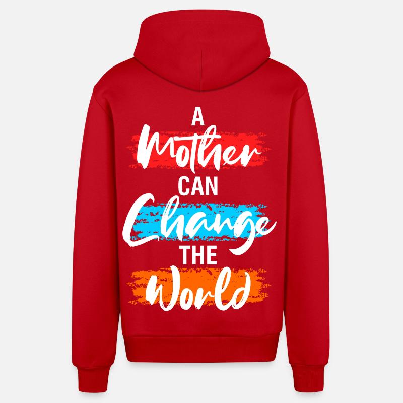 Une Mère peut changer le monde - Veste à capuche bio décontractée fabriquée en UE - rouge