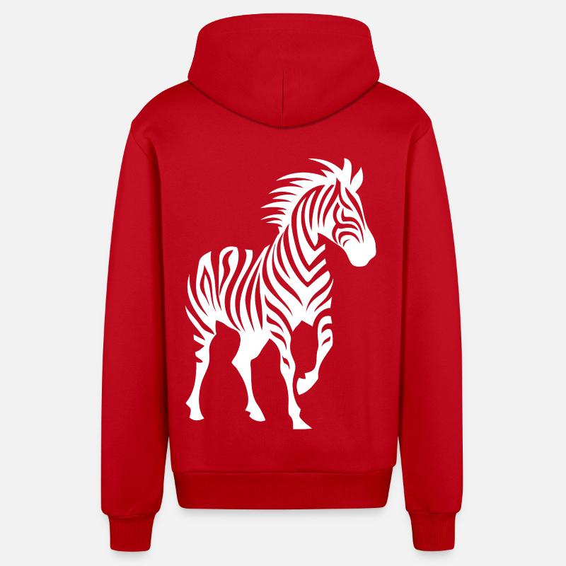 Silhouette Zebra Noir & Blanc - Veste à capuche bio décontractée fabriquée en UE - rouge