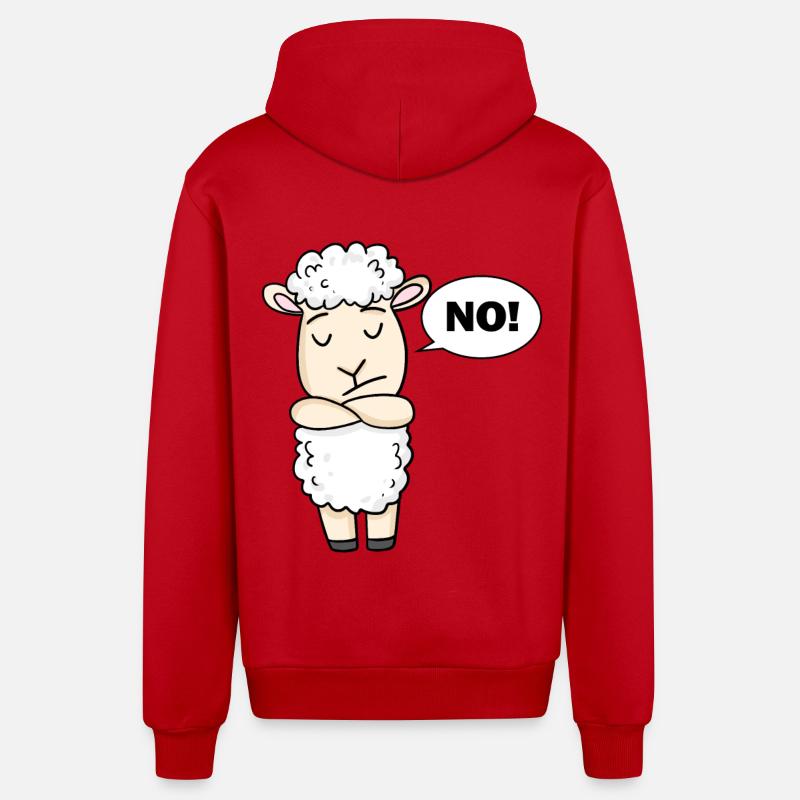 N° de moutons - Veste à capuche bio décontractée fabriquée en UE - rouge