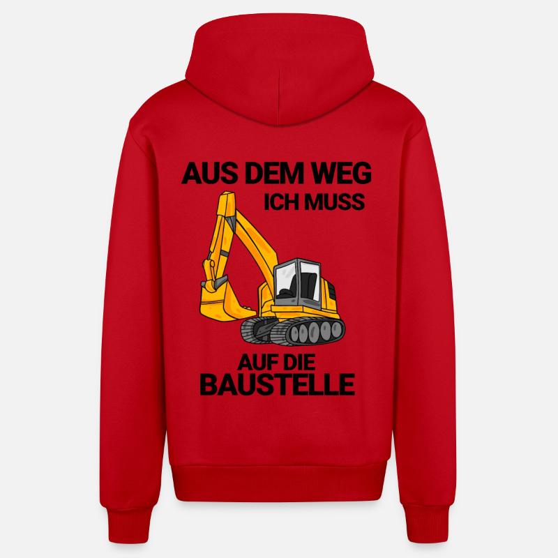 Baustelle Bagger Baggerfahrer Geschenk - Organic Relaxed Kapuzenjacke Made in EU - Rot