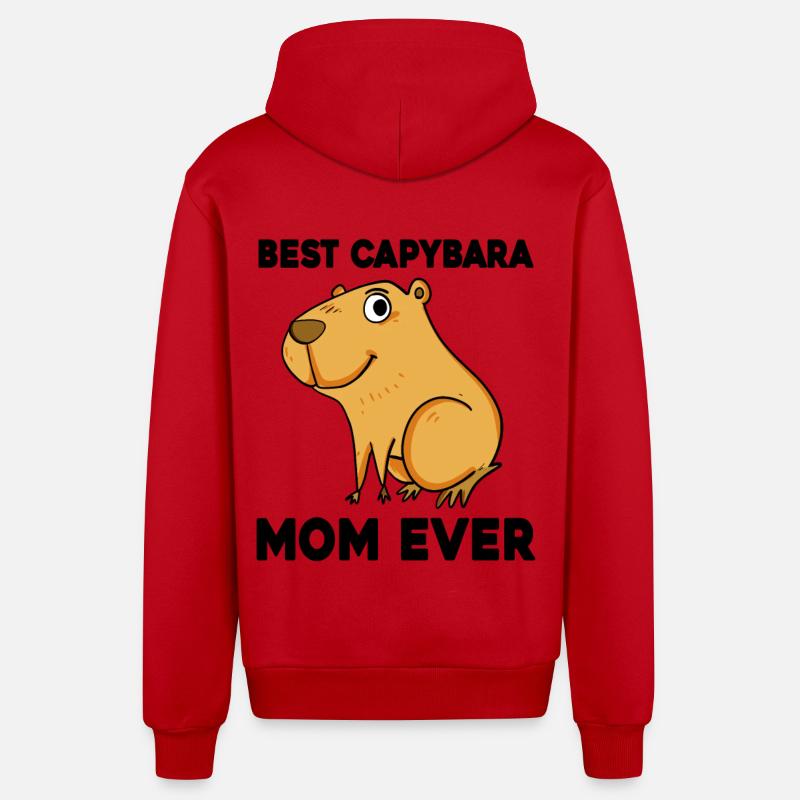 Capybara Mama Wasserschwein - Veste à capuche bio décontractée fabriquée en UE - rouge
