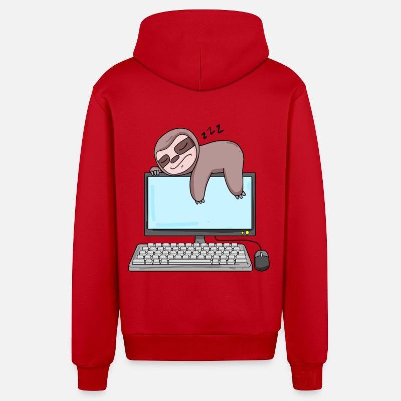 Computer Nerd Programmer Gift - Organic Relaxed Hooded Jacket Made in EU - red