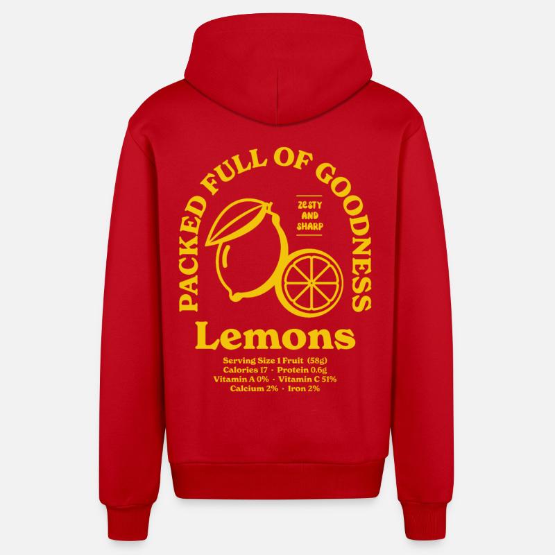 Citrons Nutritionnels - Veste à capuche bio décontractée fabriquée en UE - rouge