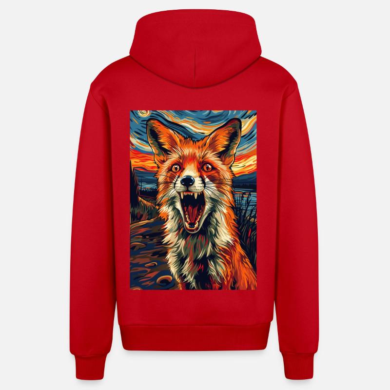 Renard - Veste à capuche bio décontractée fabriquée en UE - rouge