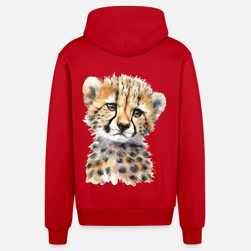 Guépard - Veste à capuche bio décontractée fabriquée en UE - rouge