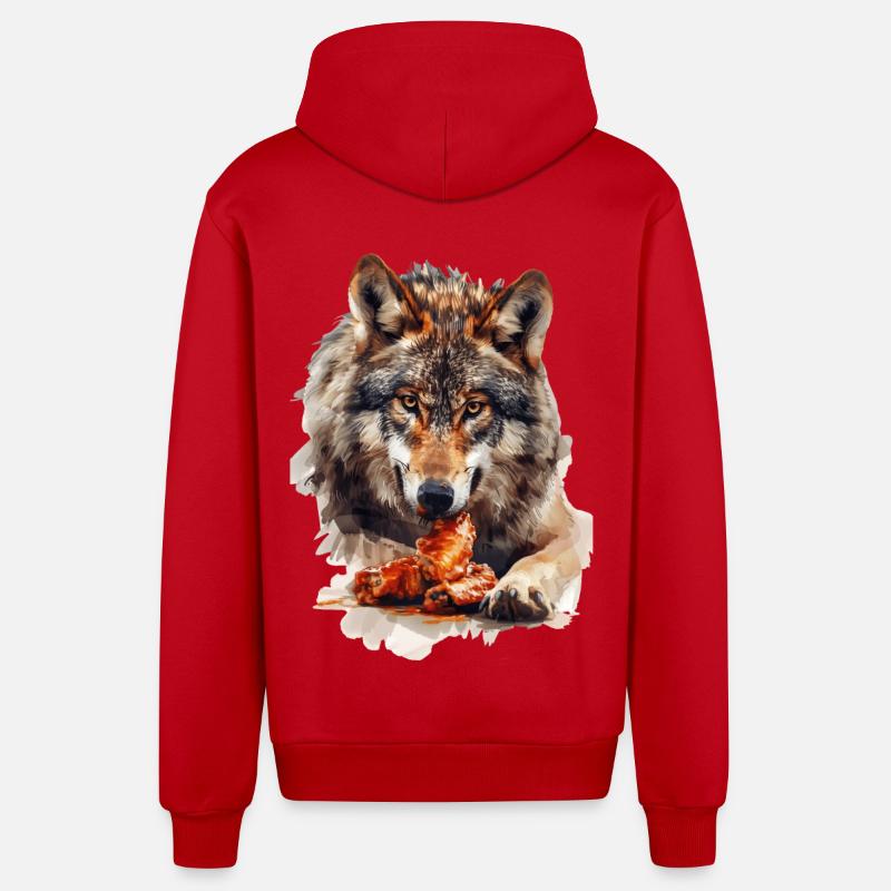 Wolf - Organic Relaxed Hooded Jacket Made in EU - red