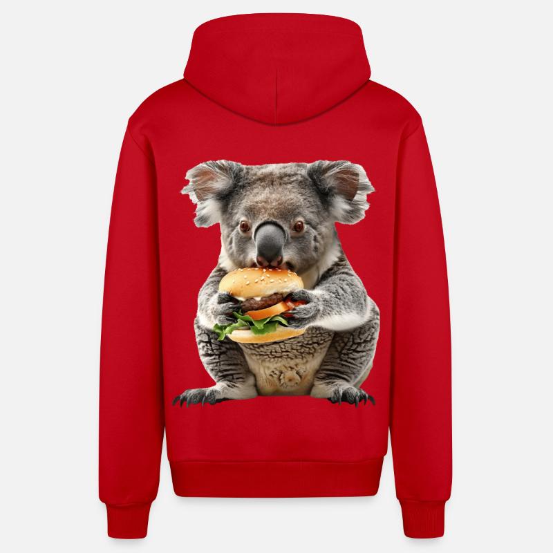Koala - Veste à capuche bio décontractée fabriquée en UE - rouge