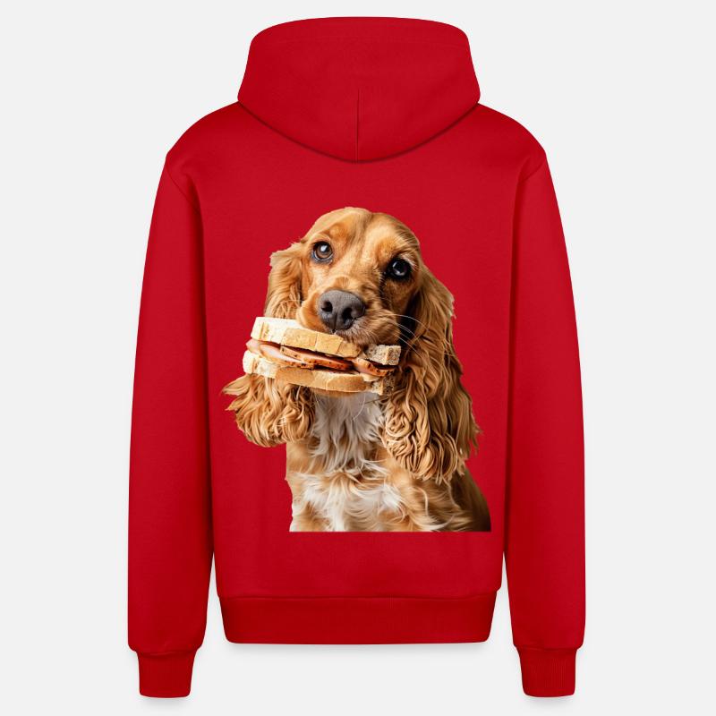 Cocker Spaniel - Veste à capuche bio décontractée fabriquée en UE - rouge