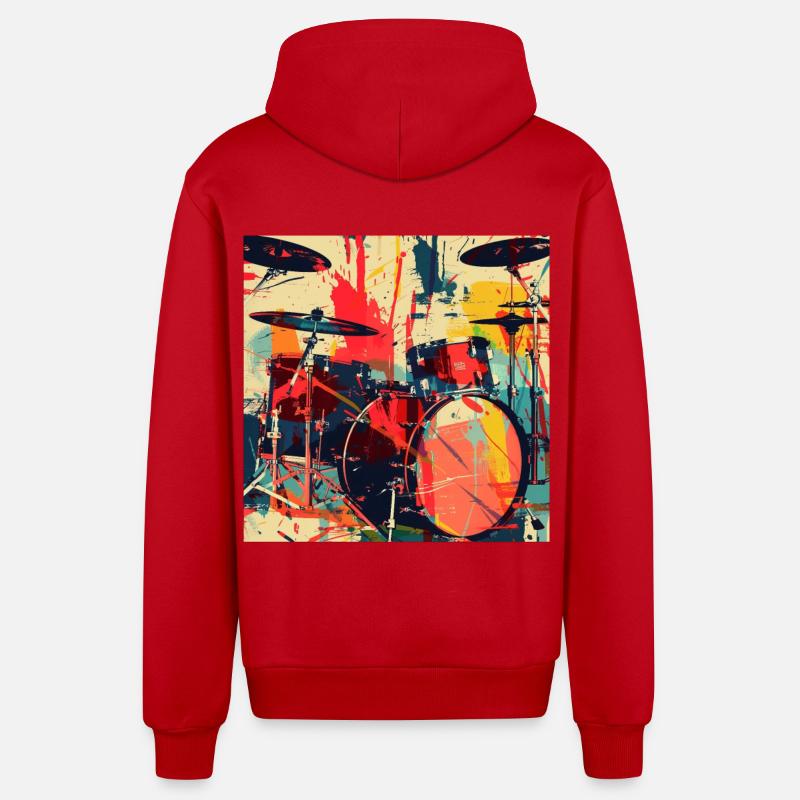 Percussion - Veste à capuche bio décontractée fabriquée en UE - rouge