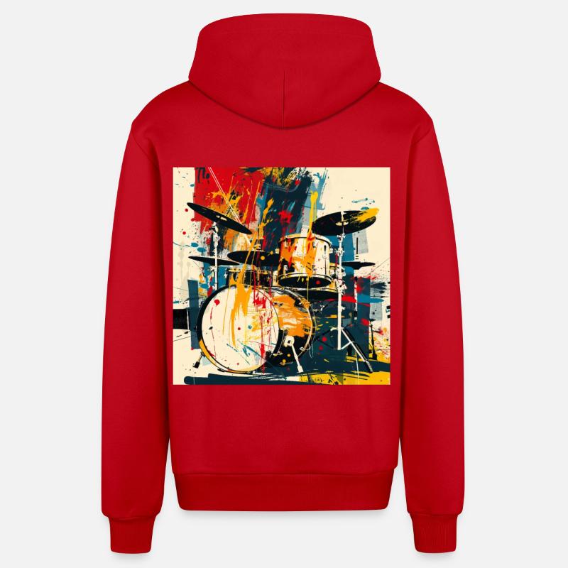 Percussion - Veste à capuche bio décontractée fabriquée en UE - rouge