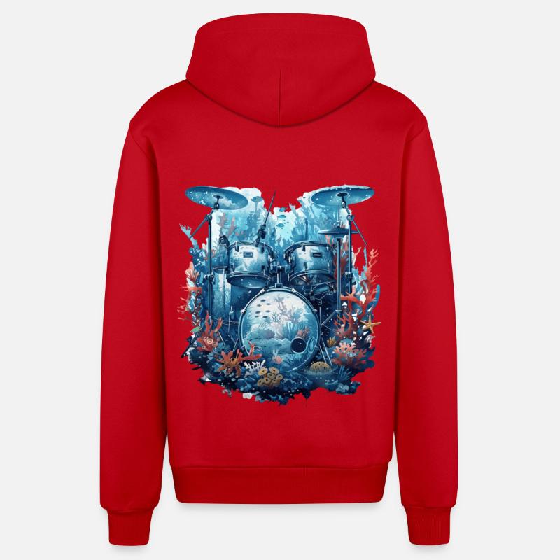 Fûts de poisson - Veste à capuche bio décontractée fabriquée en UE - rouge