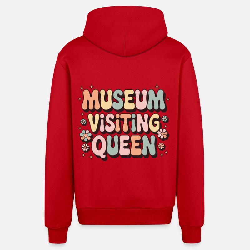 Musée - Veste à capuche bio décontractée fabriquée en UE - rouge
