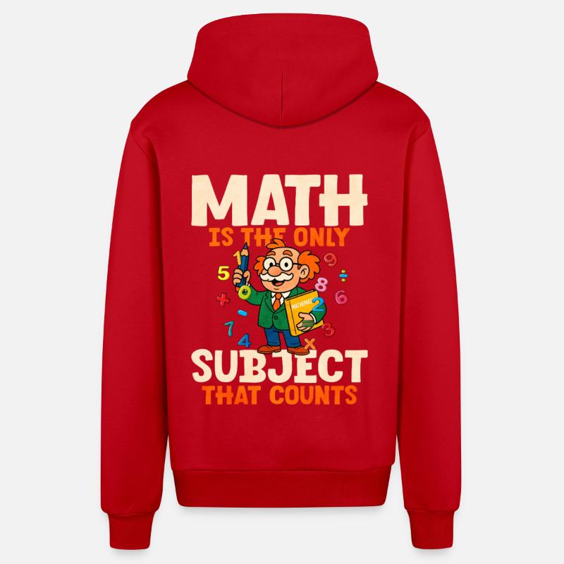Mathématiques - Veste à capuche bio décontractée fabriquée en UE - rouge