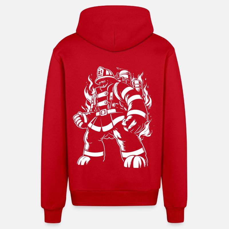 Pompier monstre - Veste à capuche bio décontractée fabriquée en UE - rouge
