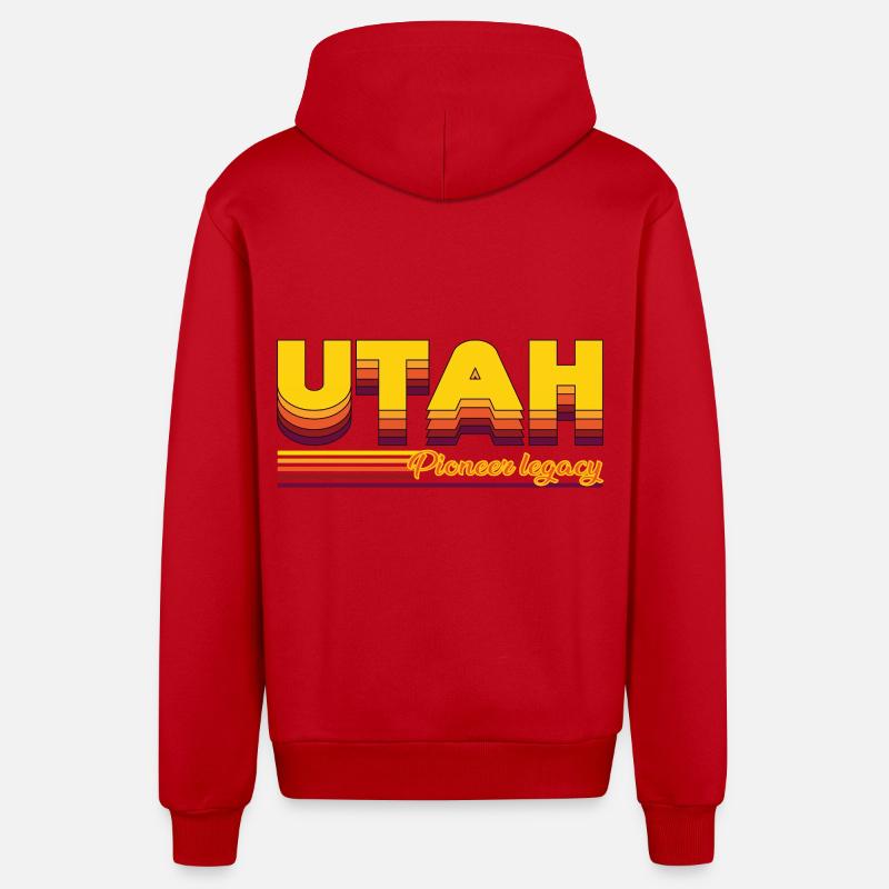 cool Utah États-Unis États design - Veste à capuche bio décontractée fabriquée en UE - rouge