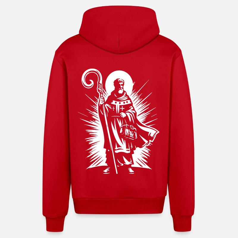 Saint Nicholas – Classic Design - Organic Relaxed Hooded Jacket Made in EU - red