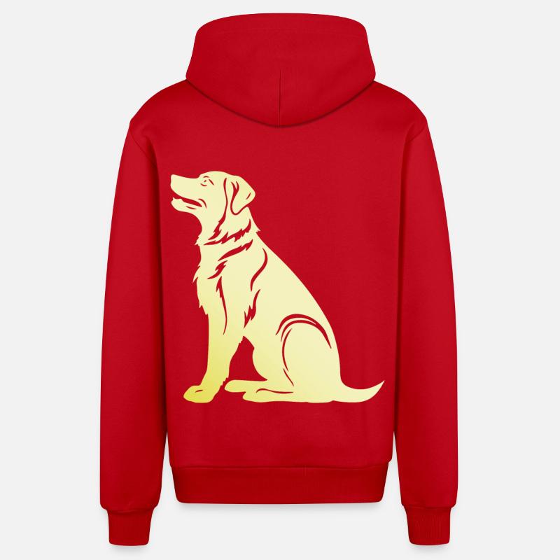Silhouette de chien samoyède - Veste à capuche bio décontractée fabriquée en UE - rouge